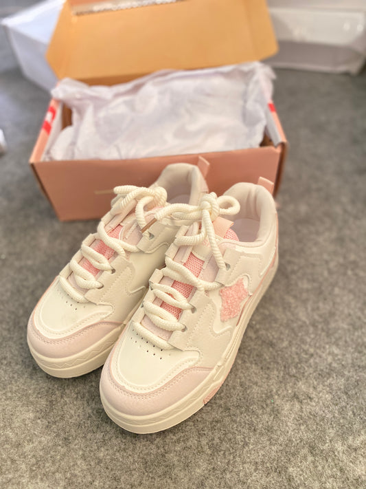 Women’s Casual Streetwear Sneakers – White & Sky Blue