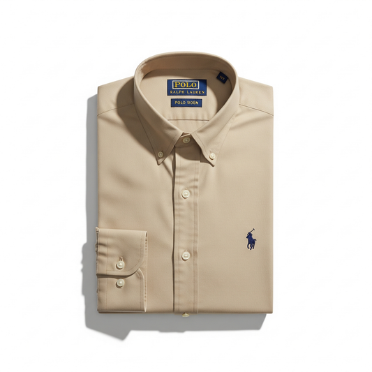 Polo Ralph Lauren Men’s Oxford Slim Fit Full-Sleeve Shirt – off White (beige)