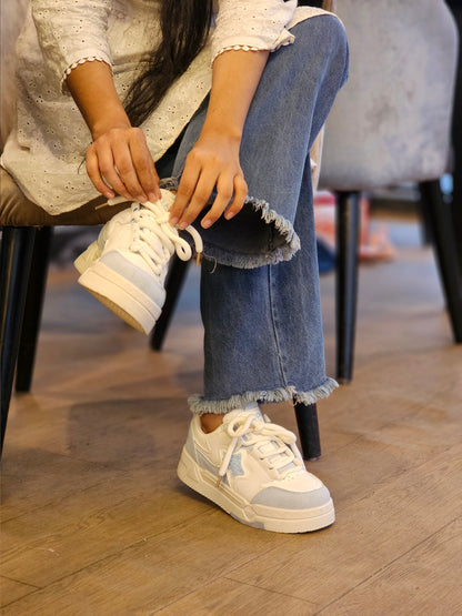 Women’s Casual Streetwear Sneakers – White & Sky Blue